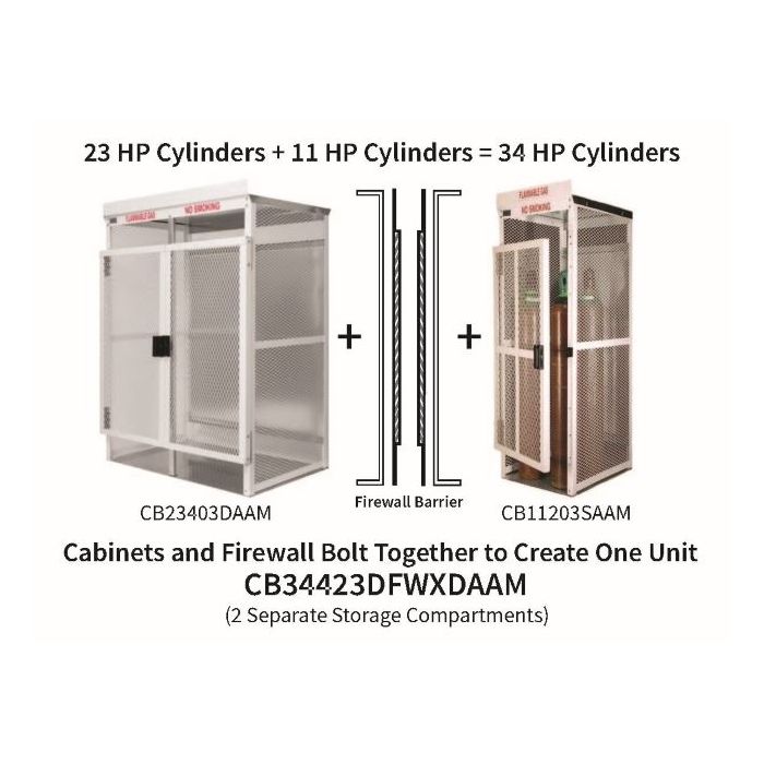 34 Cylinders - Firewall Separated - Large Tanks - Outdoor - Double Door & Single Door - Steel & Mesh - Gas Cylinder Cage