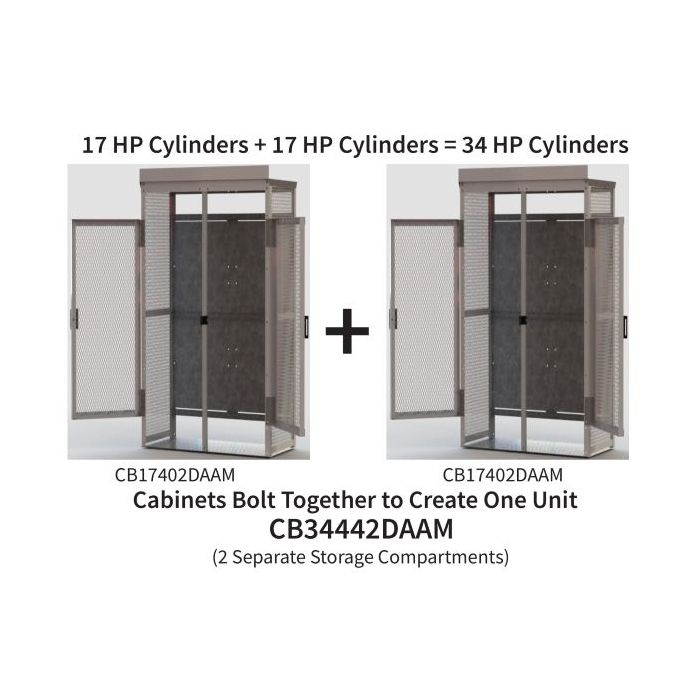 34 Cylinders - Large Tanks - Outdoor - Vertical Storage - 2 Compartment, Double Doors - Steel & Mesh - Gas Cylinder Cage