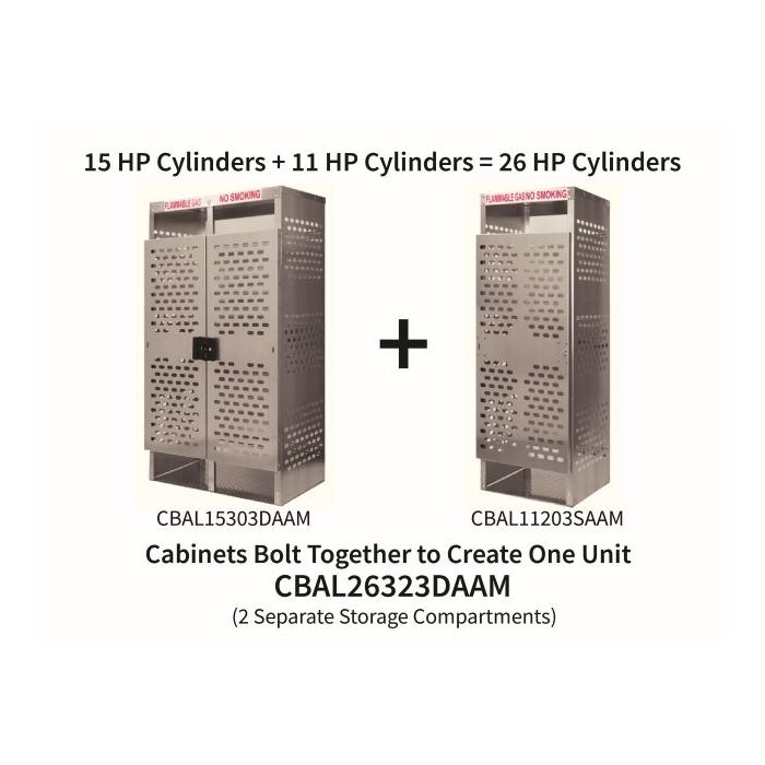 26 Cylinders - Large Tanks - Outdoor - Vertical Storage - Double Door & Single Door - Laser Cut Aluminum - Gas Cylinder Cage