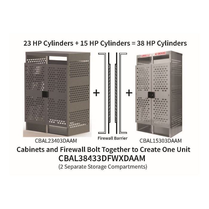 38 Cylinders - Firewall Separated - Large Tanks - Outdoor - Vertical Storage - 2 Compartments Double Doors - Laser Cut Aluminum - Gas Cylinder Cage
