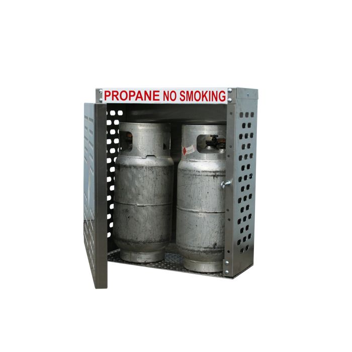 2 Propane (33 LB) - Outdoor - Vertical Storage - Laser Cut Aluminum - Gas Cylinder Cage