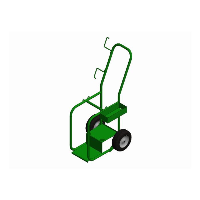 2 Cylinders - Narrow - Side Tray - Green - Welding Cart