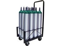 12 Cylinders - Oxygen & Medical Gases (D,E,M9 Tanks) - 4 Inch Casters - Cylinder Cart