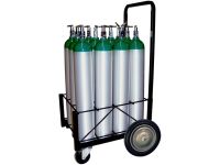 12 Cylinders - Oxygen & Medical Gases (D,E,M9 Tanks) - 10 Inch Rear Wheel - Cylinder Cart