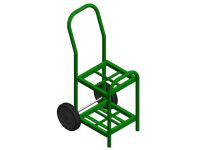 4 Cylinders - Oxygen & Medical Gases (D,E) - Green - Cylinder Cart