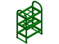 6 Cylinders - Oxygen & Medical Gases (M6) - Green - Cylinder Rack