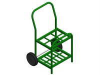 6 Cylinders - Oxygen & Medical Gases (D,E) - Green - Cylinder Cart